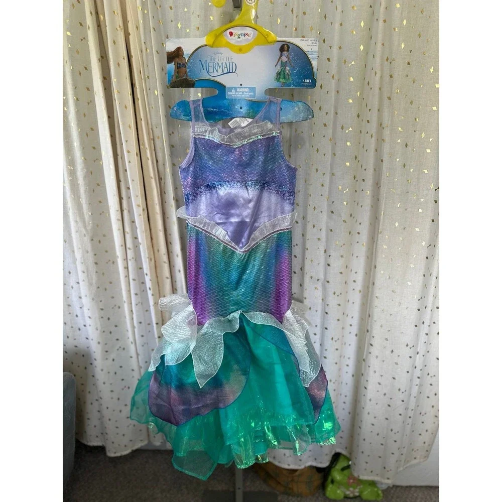 NWOT Disguise Disney Little Mermaid Girls Ariel Halloween Dress Up Costume 5-6 - Picture 2 of 5
